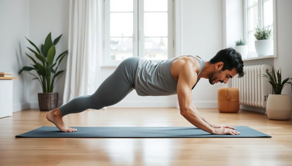 Demonstrasi posisi plank untuk latihan core