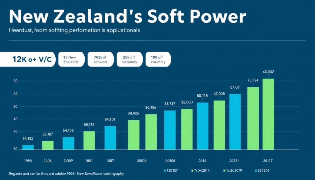 Grafik menunjukkan peringkat Soft Power Selandia Baru dalam indeks global