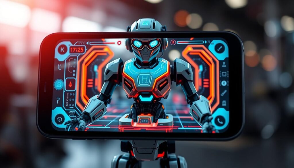 Gambar AR Robot pada iPhone 15 Pro